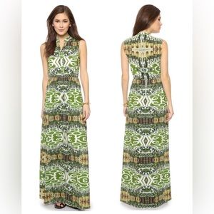 Alice + Olivia Green Patterned Maxi Dress